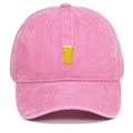 Casquette de baseball en coton rose délavé avec graphique de chope de bière brodé - Rose
