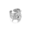 Bague réglable argentée avec motifs étoile de mer coquillage et oiseau au design multicouche - Ouvert Réglable / Style Étoile de Mer Coquillage Oiseau (JZ7147P) / Argent