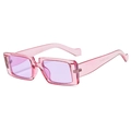 Retro square sunglasses with transparent pink frame and light purple lenses - C09 Transparent Purple
