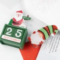 Calendario dell'avvento in legno con Babbo Natale e gnomo decorativo natalizio - Gnomo a strisce rosse e verdi (C6-2-7)