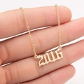 Minimalist gold-plated 2016 birth year pendant necklace with delicate link chain - 2016 / Gold