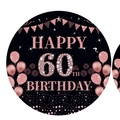 Rose gold and black 60th birthday stickers with diamond glitter effect for party decor - Sixtieth Birthday - Large Plates