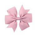 Detailed view of pink grosgrain ribbon bow with clear ribbed texture and swallowtail edge - Pink (158)