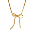 Collana a catena piatta a serpente dorata con fiocco e misure di dettaglio incluse - Collana Grande (35+5cm) / Oro