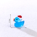 Miniature blue resin Christmas duck figurine with red hat for DIY holiday decor - Luminous Blue