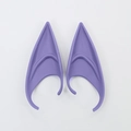 Pair of purple pointed elf ears for cosplay costumes made of soft flexible silicone - Long Style (OPP Bag) / Purple