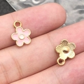 Pink enamel and gold cherry blossom flower charms for DIY jewelry making and earrings - 1Pc Pink Small Daisy 10x13mm