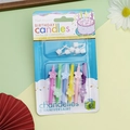 Set of 6 colorful flower-shaped birthday candles with white holders made of natural wax - Colorful Flower Candle
