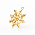 Polished gold nautical ship wheel pendant charm made of high quality stainless steel - Ship Wheel / Gold