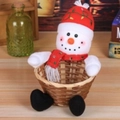 Weihnachts-Schneemann-Geflochtener Süßigkeitenkorb für Tischdekoration und Geschenke - Kleiner Schneemann