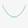 Vintage S925 sterling silver tennis necklace with vibrant sky blue turquoise in gold finish - Platinum Blue Turquoise Style (Necklace) / Silver Necklace [Blue Turquoise]