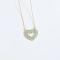 Golden multi-layer heart pendant necklace with light blue stones on a minimalist chain - Blue Zircon Nested Heart