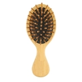 Eco-friendly bamboo hairbrush with wooden bristles and black cushion on white background - Bamboo Kids Massage Brush
