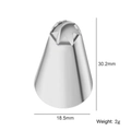 Star tip stainless steel piping nozzle for baking decoration, height 30.2mm weight 2g - Design No.22
