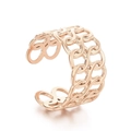 Bague ouverte en acier titane rétro avec motif tissé ajouré en or rose - Tressé Évidé Or Rose (KR105270--KFC)