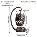 Bougeoir hibou vintage en fonte de bronze avec texture rustique et socle stable en pierre - Porte-Lampe Hibou B (8809)