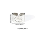 Silver fishtail titanium steel ring with evil eye pattern and size dimensions - Tyr0383 / Adjustable Open
