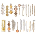 18-piece set of elegant marble and pearl hair clips for women in a vintage golden style - 20Pcs Set F