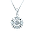 Elegante collana in argento sterling S925 con pendente cuore floreale e pietra danzante - Collana Danzante Fiocco di Neve