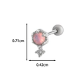 Silver stainless steel stud earring with pink opal and zircon, size 0.71cm by 0.42cm - 3# Opal Dangle Silver