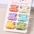 Set of 6 colorful matte macaron mini hair claws on a fashion jewelry display card - Lantern Style / 6-Piece Set