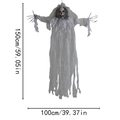 Hanging Halloween ghost in white robe with glowing red eyes, 150cm tall and 100cm wide - Vibrating White Hanging Ghost (PH-37)