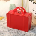 Mini 14-inch red hard shell vanity case suitcase with dual handles and zipper closure - 14" / Red