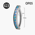 G23 titanium curved belly button ring with blue opal stones and 1.6mm gauge - 1.6x10mm / Steel + OP05 Opal
