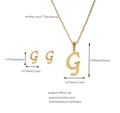 Specifiche dettagliate delle dimensioni per set collana e orecchini dorati in acciaio - Lettera G / Oro