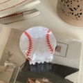 Glossy white baseball hair claw clip with red stitching detail for sports fans - Baseball