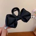 Elegant black ribbon orchid hair claw clip featuring sparkling rhinestone embellishments - No.33 Claw-Black Bow