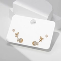 Golden alloy stud earring set with butterfly, fish and round cubic zirconia designs - 3-Pair Mixed Set / Gold
