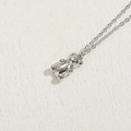 Polished silver bear pendant necklace with a minimalist zircon design for women - Silver Bear