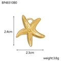 Gold starfish charm for jewelry making with detailed texture and 2.4cm dimensions - Gold Textured Starfish (BP48310B0)