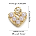 Detailed view of golden heart pendant with white pearls and copper material dimensions - Dbn147-06 / 18K Gold