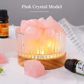 Rose quartz crystal aromatherapy lamp with glass container and wooden LED base style - Rose Quartz Set