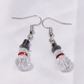 Festive snowman drop earrings featuring clear beads and red scarf for Christmas - 62. White Crystal Earrings