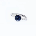 Minimalist S925 sterling silver open ring with a round blue druzy crystal center stone - Open Ring