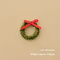 Mini ghirlanda di Natale verde con fiocco rosso, 3-4cm, per decorazioni fai-da-te - Verde Militare