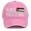 Rosa gewaschene Baumwoll-Basecap mit Free Palestine Stickerei und Nationalflagge - Verstellbar / Rosa