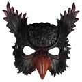 Brown owl mask for Halloween masquerade with realistic feather textures and rivet detail - One Size / Owl Mask (WDD201609)