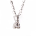 Polished silver stainless steel necklace featuring a minimalist 3D bubble letter A pendant - Silver-A