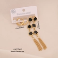 Ohrring-Set aus goldenem Edelstahl mit schwarzen Blumentasten und Kristallsteckern - 7# Schwarze Sechsblättrige Blume