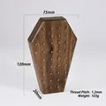 Coffin shaped dark wood piercing display stand with 1.2mm threaded holes and walnut finish - Style 12-1.2mm Thread / Coffin Shape 1.2mm Thread