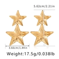 Dettagli degli orecchini a stella placcati oro 18K di dimensioni 5,62 cm per 3,66 cm - Orecchini Pendenti Doppio Pentagramma Dorati (KE1122)