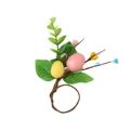 Easter egg napkin ring with colorful spotted eggs and green leaves for table decoration - Large Pink and Small Yellow Egg Napkin Ring