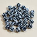 10-12mm soccer pattern acrylic beads in black and white for DIY bracelet making - 10mm Football Black Background White Line