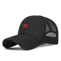 Quick-dry black mesh baseball cap with red embroidered stripes for outdoor sun protection - Black