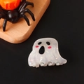 Cute white ghost hair claw clip with pearlescent finish for Halloween hair styling - Classic White Ghost-Surprise Face