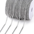 Zilveren roestvrijstalen schakelketting op witte spoel voor DIY sieraden maken - Staal Kleur 08BNK Curb Ketting 2,9mm